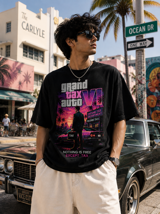 Grand Tax Auto VI Oversized T-Shirt | Premium 240 GSM Cotton