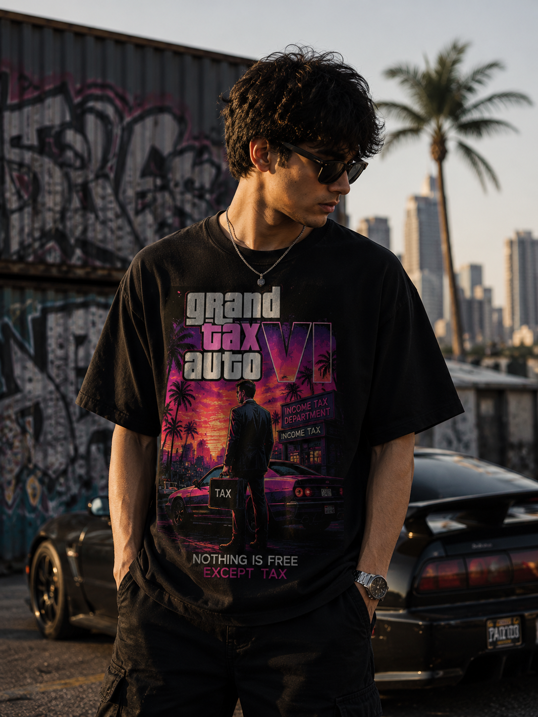 Grand Tax Auto VI Oversized T-Shirt | Premium 240 GSM Cotton