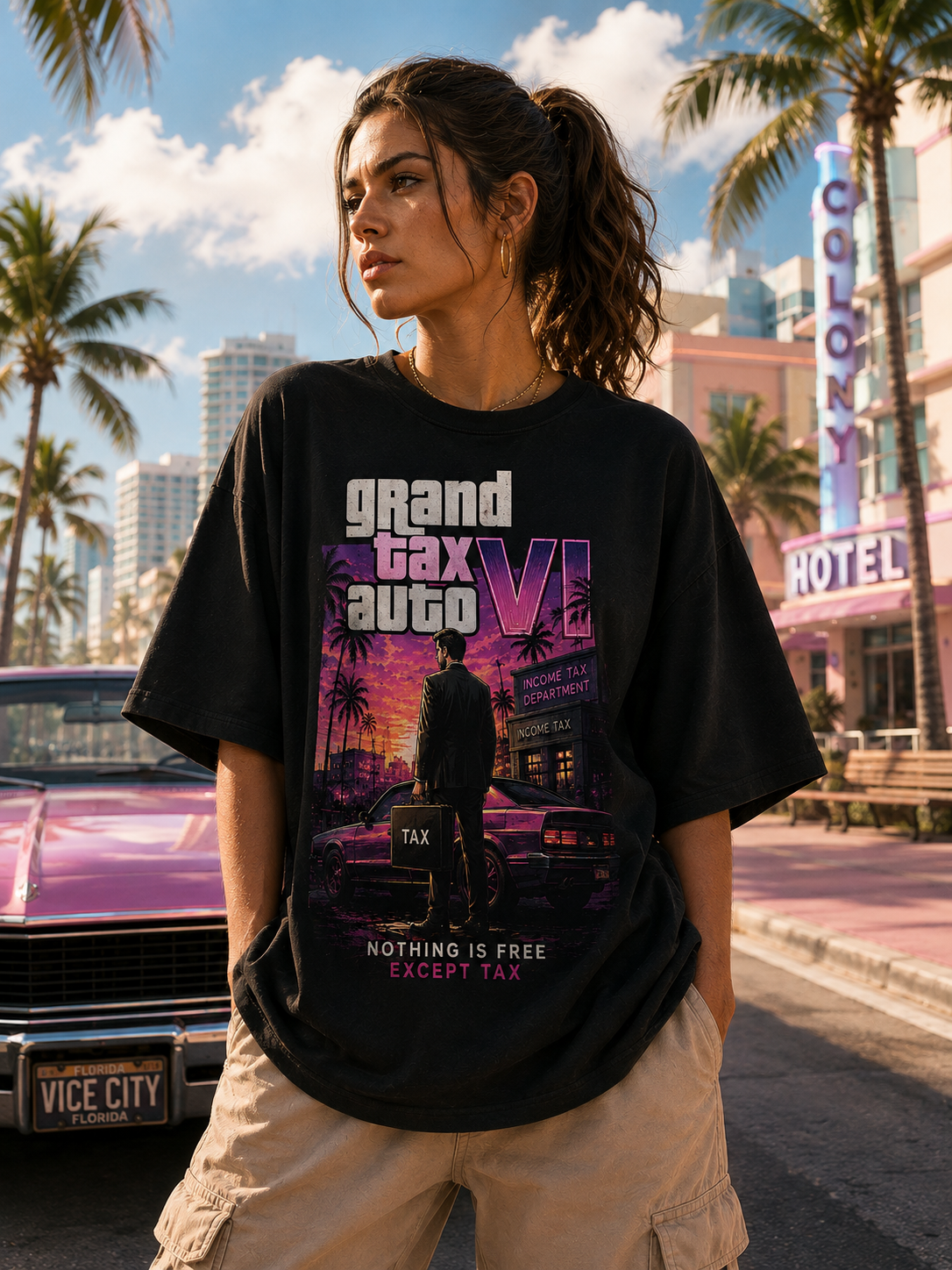 Grand Tax Auto VI Oversized T-Shirt | Premium 240 GSM Cotton