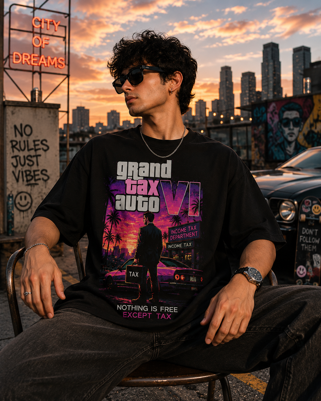 Grand Tax Auto VI Oversized T-Shirt | Premium 240 GSM Cotton